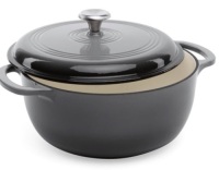 6qt Non-Stick Enamel Cast-Iron Dutch Oven Kitchen Cookware w/ Side Handles, Gray