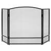 3-Panel Simple Steel Mesh Fireplace Screen w/ Rustic Worn Finish - 47x29in