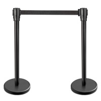 New Star Foodservice 54590 Stanchions, 36-Inch Height, 6.5-Foot Retractable Belt, Set of 2, Black. Appear New
