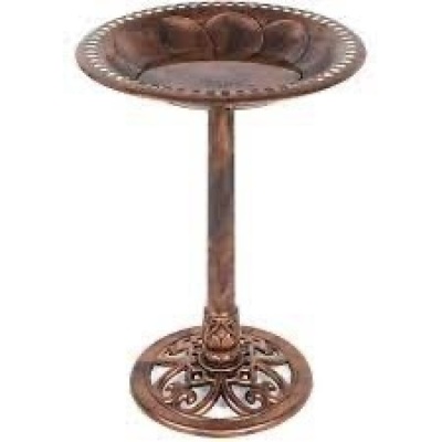 Vintage Outdoor Garden Bird Bath w/ Fleur-de-Lis Accents