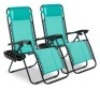 Set of 2 Adjustable Zero Gravity Patio Chair Recliners w/ Cup Holders, Mint