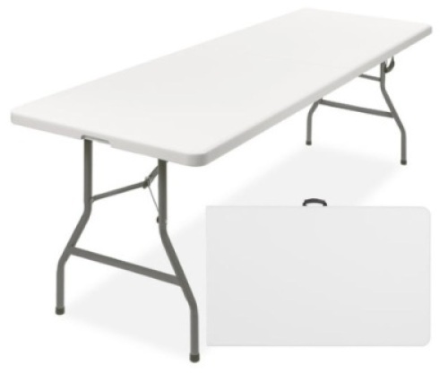8ft Portable Folding Plastic Dining Table w/ Handle, Lock
