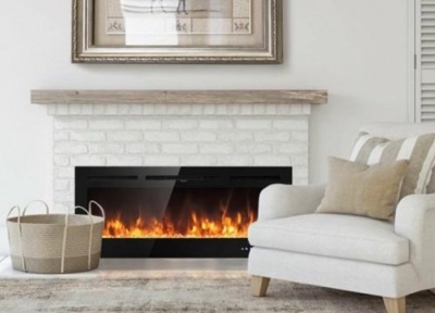50 " Electric Fireplace Recessed Wall Mounted With Multicolor Flame