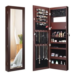 Mirror/Jewelry Cabinet with LED Lights - Lockable, Mounted