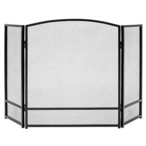 3-Panel Simple Steel Mesh Fireplace Screen w/ Rustic Worn Finish - 47x29in