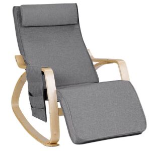 Adjustable Lounge Rocking Chair with Pillow and Pocket