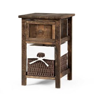 2-Tier Wooden Night Stand with Basket