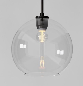 West Elm, Sculptural Glass Shade, Medium Globe, Clear, Like New, Retail - $139