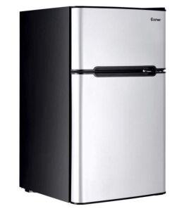 Stainless Steel 3.2 cu. ft. Mini Fridge Small Freezer Cooler Fridge Compact Unit in Gray