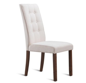 Set Of 2 Dining Side Chairs Upholstered Fabric Button Tufted Wooden Legs Kitchen-Walnut, Appears New, Retail $137.97