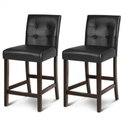 Set of 2 Pvc Leather Bar Stools&nbsp;
