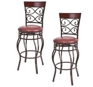 Set Of 2 Swivel Padded Bar Stools, Appears New, Box Damaged