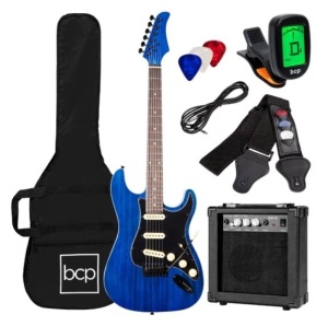 Beginner Electric Guitar Kit w/ Case, 10W Amp, Tremolo Bar - 39in, Appears New