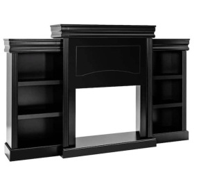 70 in. Black Fireplace TV Stand Modern Media Entertainment Center Bookcase Fits TV's up to 40", Appears New Retail $344.97