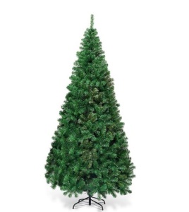 7 ft. Green PVC Hinged Xmas Pine Artificial Christmas Tree, Appears New, Box Damaged