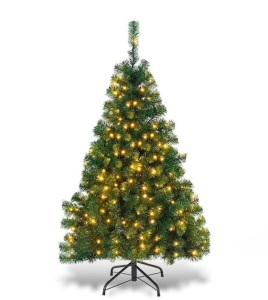 4.5 ft. Pre-Lit Artificial Christmas Tree with 200 LED Lights, Appears New/Box Damaged