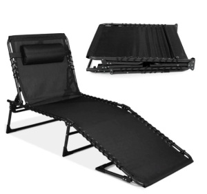 Portable Patio Chaise Lounge Chair Outdoor Recliner w/ Pillow, Appears New