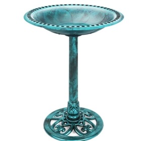 Vintage Outdoor Garden Bird Bath w/ Fleur-de-Lis Accents, Appears New