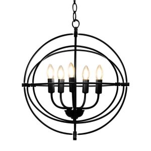 20in 5-Light Metal Chandelier with Pivoting Interlocking Rings