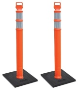 Cortina EZ Grab Delineator 45" Post, 3" Hip Collars with 10 lb Base, 03-747RBC-2, Orange, 2 Pack - E-Comm Return, Appears New&nbsp;&nbsp;