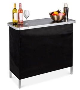 Portable Pop-Up Bar Table w/ Carrying Case, Removable Skirt 