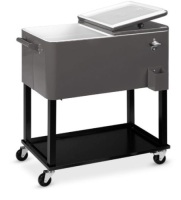 Portable Rolling Cooler Cart w/ Bottle Opener, Catch Tray - 80qt, Gray