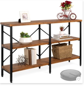 Best Choice Products 55in Rustic 3-Tier Console Table for LivingRoom, Entry w/ Non-Scratch Feet - Brown, Like New, Retail - $129.99