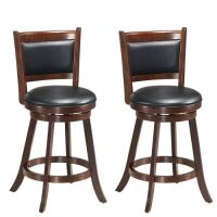 Set of 2 24in Wooden Swivel Dining Chairs