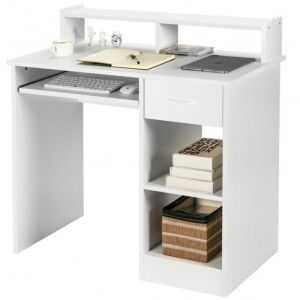 Modern Executive Desk with 2-Tier Storage Shelves