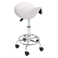 Adjustable Salon Stool Hydraulic Saddle Rolling Chair White - E-Comm Return, Appears New&nbsp;