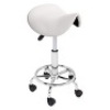 Adjustable Salon Stool Hydraulic Saddle Rolling Chair White - E-Comm Return, Appears New 