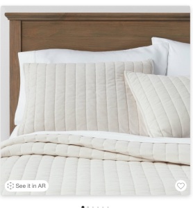 King Channel Stitch Velvet Quilt Cream - Threshold, Like New, Retail - $99