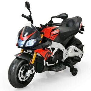 Aprilia Kids Ride-On Motorbike with Training Wheels and LED Lights