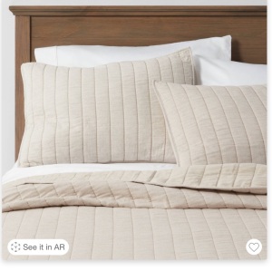 King Herringbone Flannel Quilt Natural - Threshold, Like New, Retail - $89