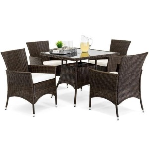 5-Piece Wicker Patio Dining Table Set w/ 4 Chairs. Appears New