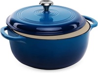 Best Choice&nbsp;Products 6qt&nbsp;Ceramic Non-Stick&nbsp;Heavy-Duty CastIron Dutch Oven&nbsp;w/Enamel Coating,&nbsp;Side Handles for&nbsp;Baking, Roasting,Braising, Gas,&nbsp;Electric, Induction,&nbsp;Oven Compatible,&nbsp;Blue, Like New, retail - $49.99