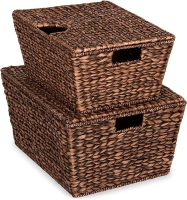 Best Choice Products Set of 2 XL Multipurpose Classic WaterHyacinth Chests Oversized Woven Tapered Storage Basketfor Organization, Laundry, Decoration w/Attached Lid, Handle Holes, Like New, retail - $69.98