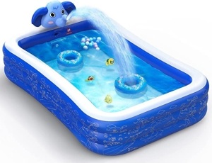 Hamdol, Inflatable Swimming Pool, Kiddie Pool with Sprinkler, 99"x72"x22", Like New, Retail - $39.99