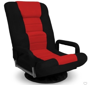 Best Choice Products 360-Degree Swivel Gaming Floor Chair w/Armrest Handles, Foldable Adjustable Backrest - Black/Red, Like New, Retail - $99.99