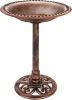 Best Choice Products 28in Pedestal Bird Bath, Vintage OutdoorResin Accent Decoration w/Fleur-de- Lis Accents - Copper, Like New, Retail - $39.99