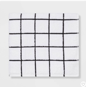 Everyday Grid Bath Towel Black/White - Room Essentials,LOT of 2, New, Retail - $5