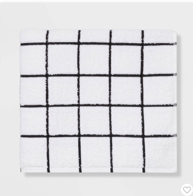 Everyday Grid Bath Towel Black/White - Room Essentials,LOT of 2, New, Retail - $5