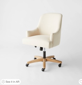 Santa Monica Rounded Back Upholstered Office Chair CreamThreshold™ designed with Studio McGee, Like New, Retail - $330