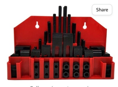 58Pc T-Slot Clamping Kit Mill Machinist Set Table Slots: 1/2", Like New, Retail - $59.99