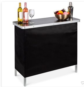 Best Choice Products Portable Pop-Up Bar Table for Indoor/Outdoor, Party, Picnic w/ Carrying Case, Removable Skirt, Like New, Retail - 84.99