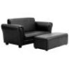 Kids Double Sofa with Ottoman - Black
