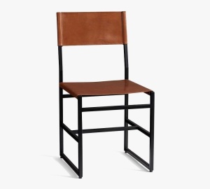 Hardy Leather Dining Chair, Bronze/Saddle Tan Leather, Like New, retail - $449