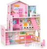 ROBUD Wooden Dollhouse with Furniture, Doll House Playset for Kids Girls, Gift for Ages 3 Years, Like New, Retail - $59.99