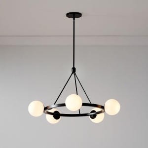 West elm,Hayes 5 Light Chandelier Dark Bronze (35"), Like New, Retail - $499