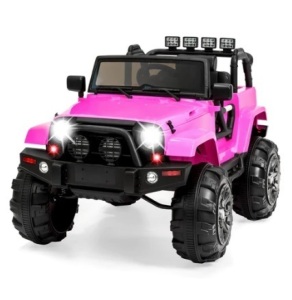 12V Kids Ride-On Truck Car Toy w/ 3 Speeds, LED, Remote, Bluetooth, Pink